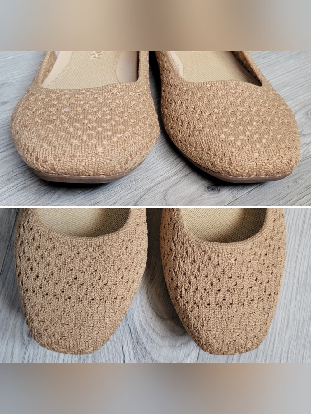 Rothy's The Max Square Toe Wren Crochet Tan Camel Flats, Women's US 7.5 EU 37.5 - Picture 5 of 15